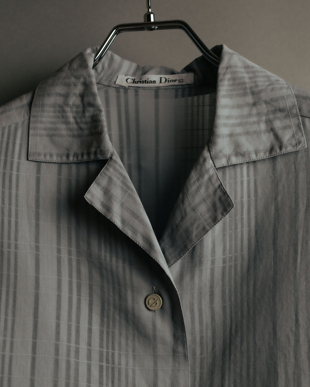 “Christian Dior” 80’s-90’s Sheer check open collar shirt