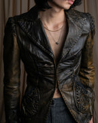 "ROBERTA SCARPA" 100% lamb leather gathered design shaped jacket