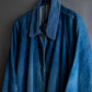 "Vintage gathered sleeve design denim long coat"