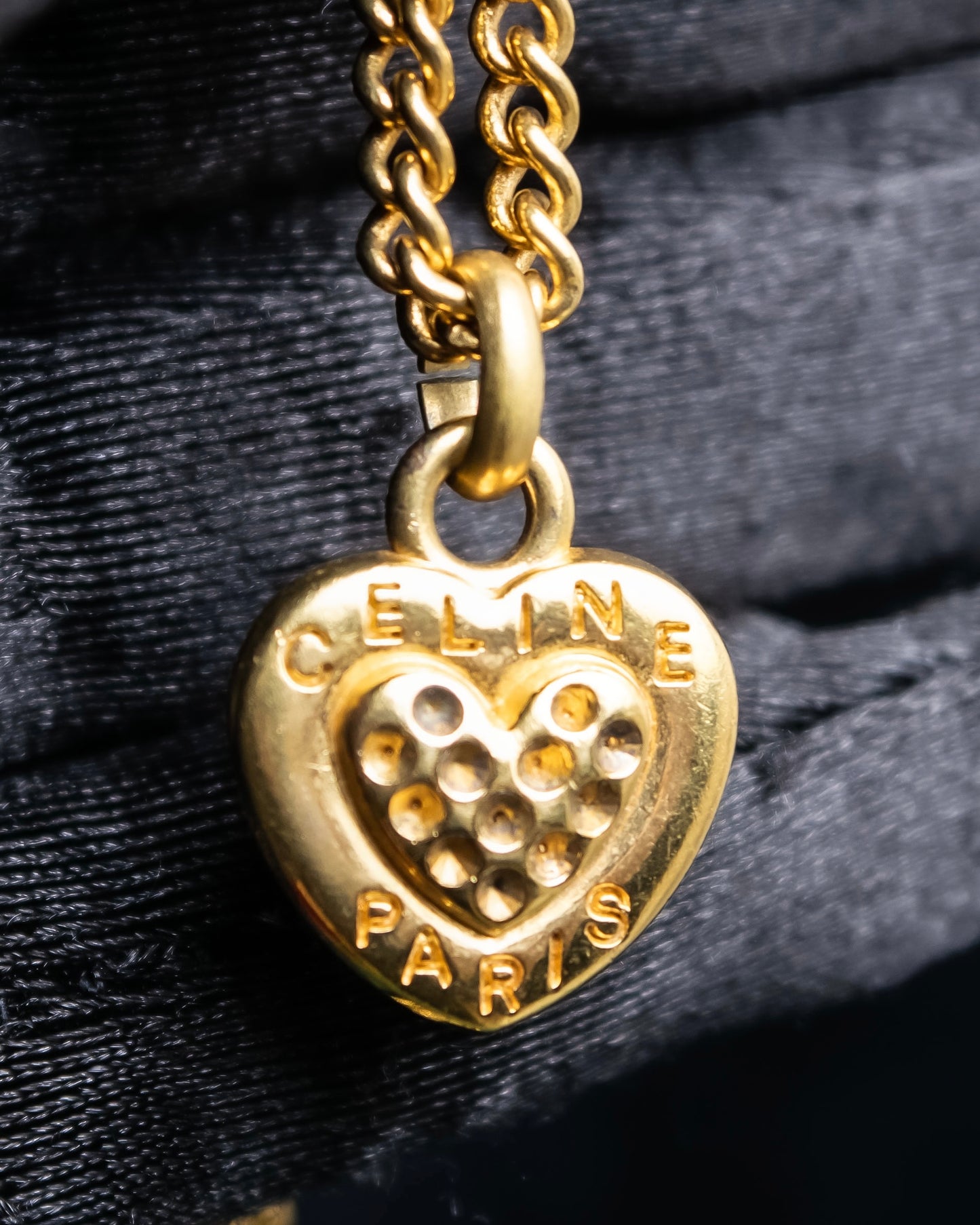 "CELINE" Heart motif logo engraved pendant