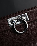 "Salvatore Ferragamo" 90’s-00’s Gancini hardware pebbled leather tote bag