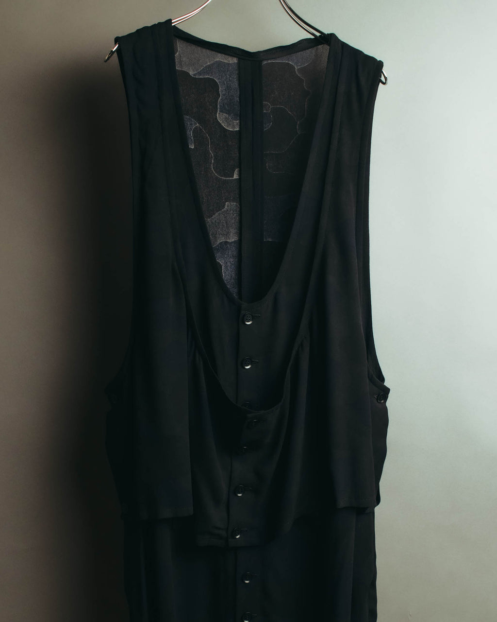 "Y's" 00's-10's Layered cupro sleeveless maxi dress