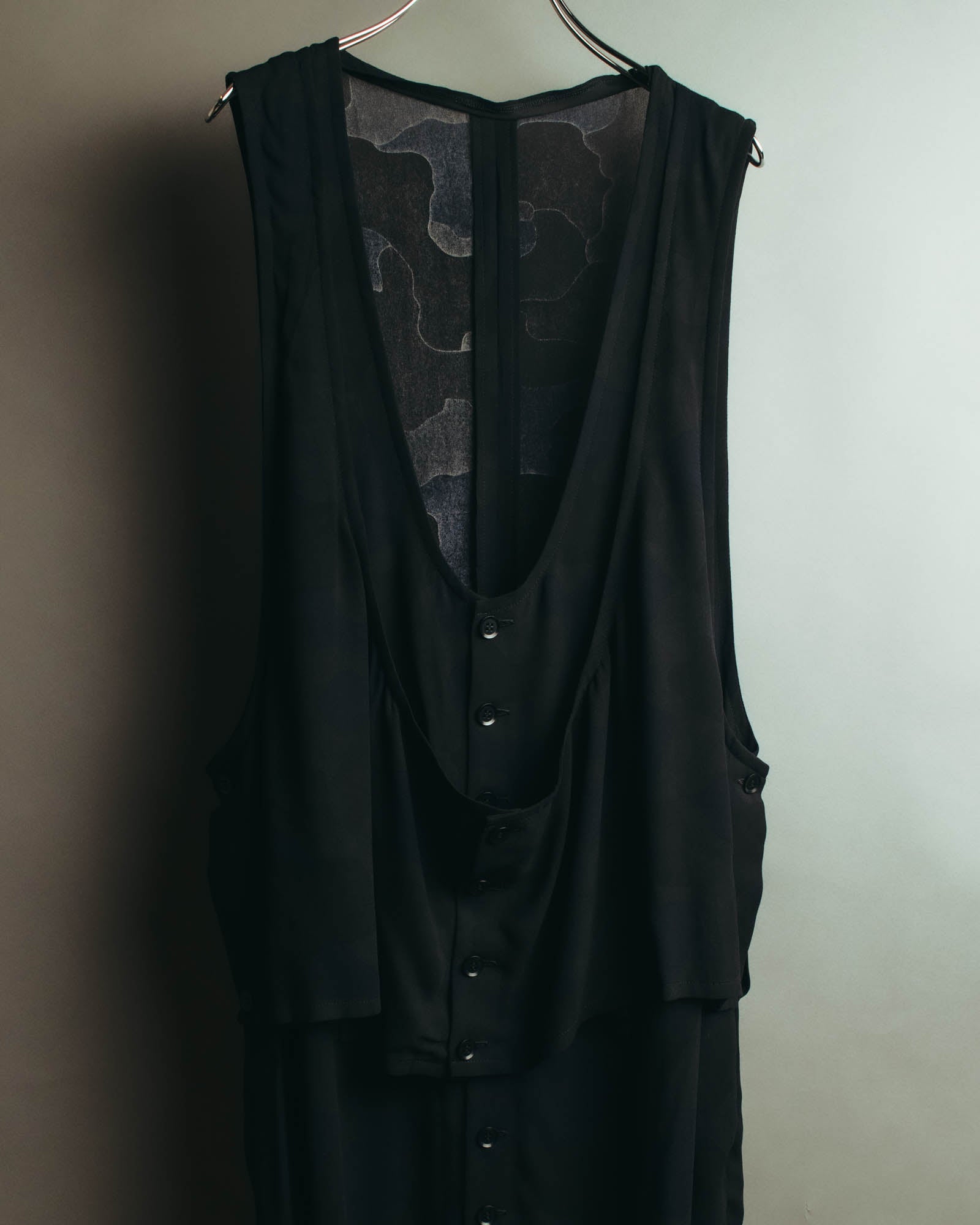 "Y's" 00's-10's Layered cupro sleeveless maxi dress