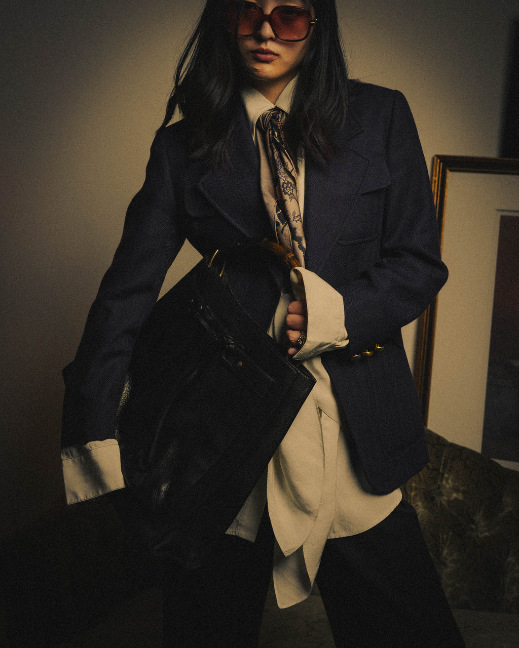 –SPECIAL– “GUCCI” 80’s-90’s Sculptural tailored blazer with gold buttons