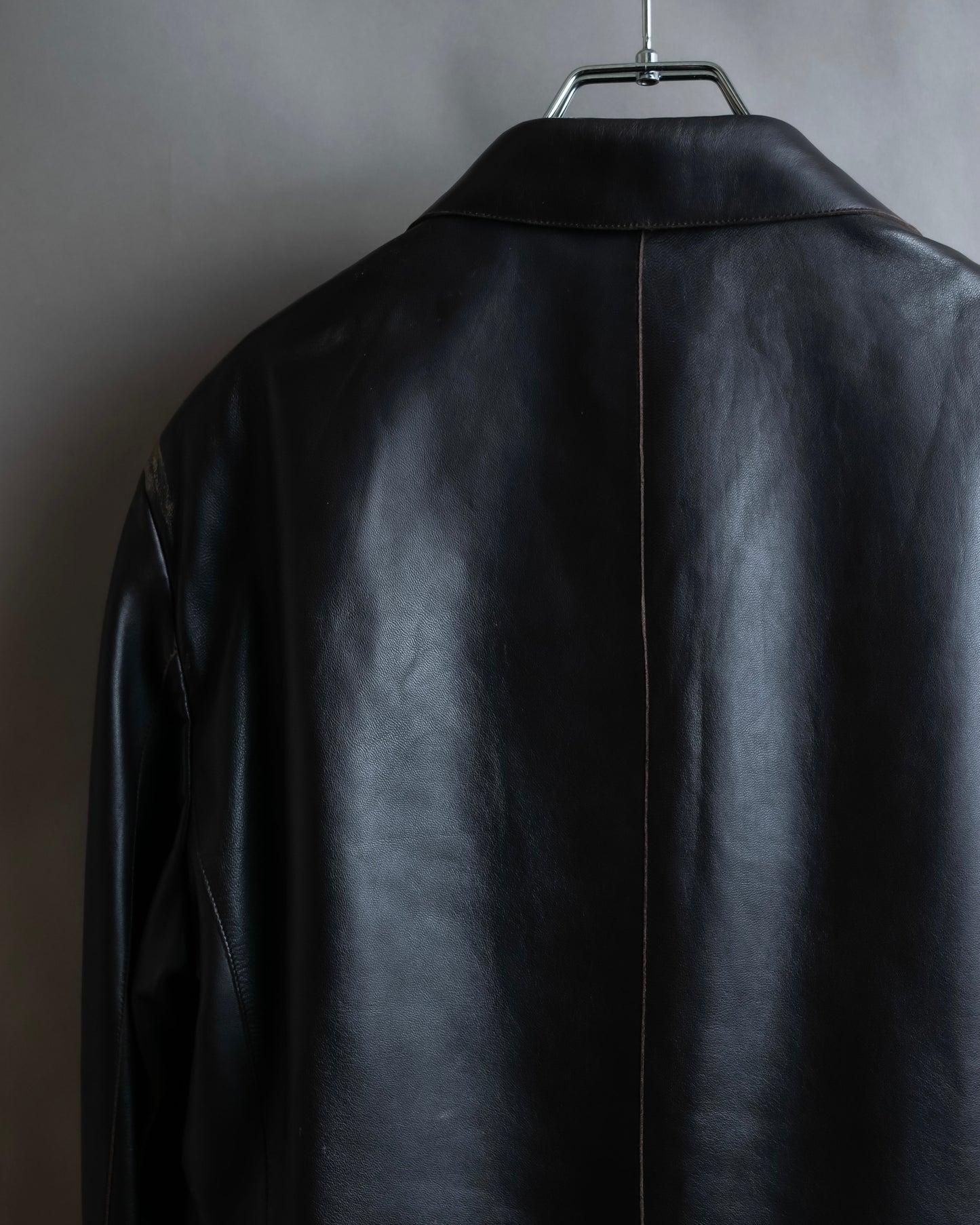 "ARMANI COLLEZIONI" 100% lamb leather oversized tailored jacket