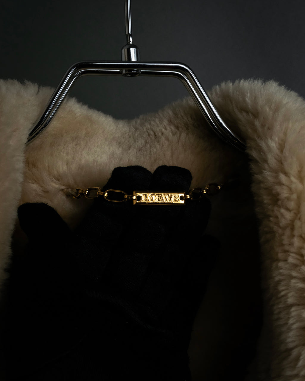 "LOEWE" 90's Panel-switched design mouton shearling coat