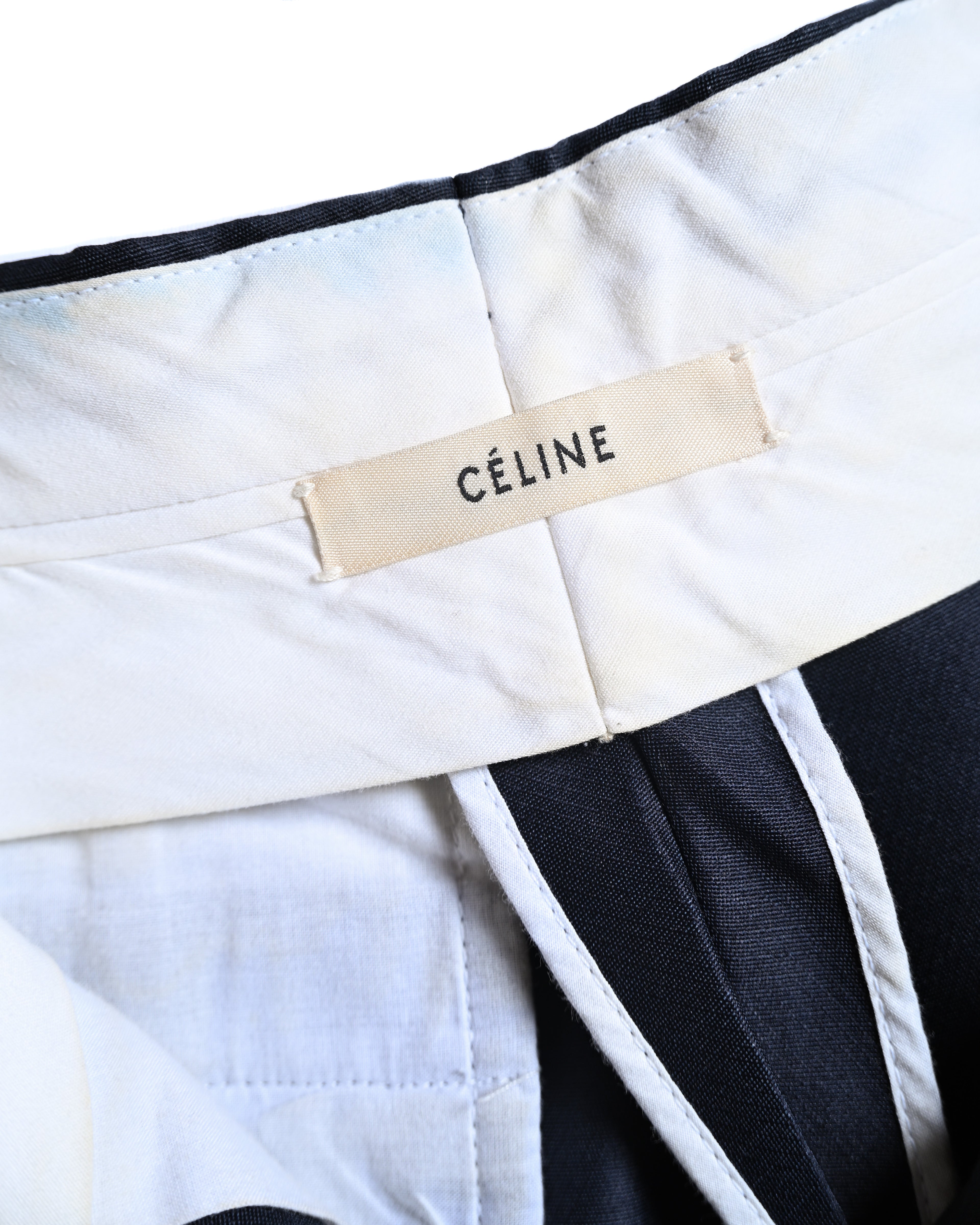 CÉLINE by Phoebe Philo/ Silk Blended Tuck Culottes Pants Navy