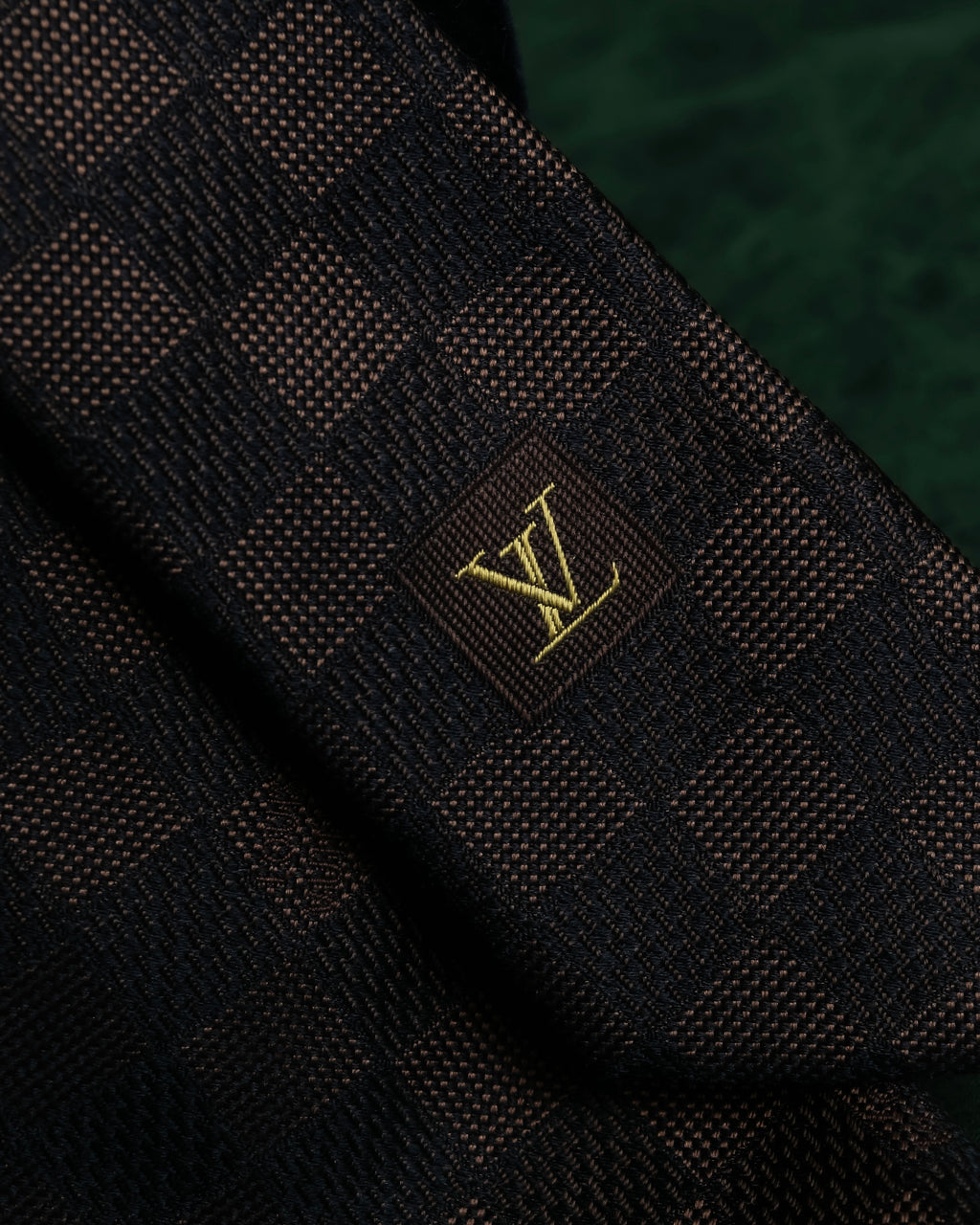 "LOUIS VUITTON" Damier check silk jacquard neck tie