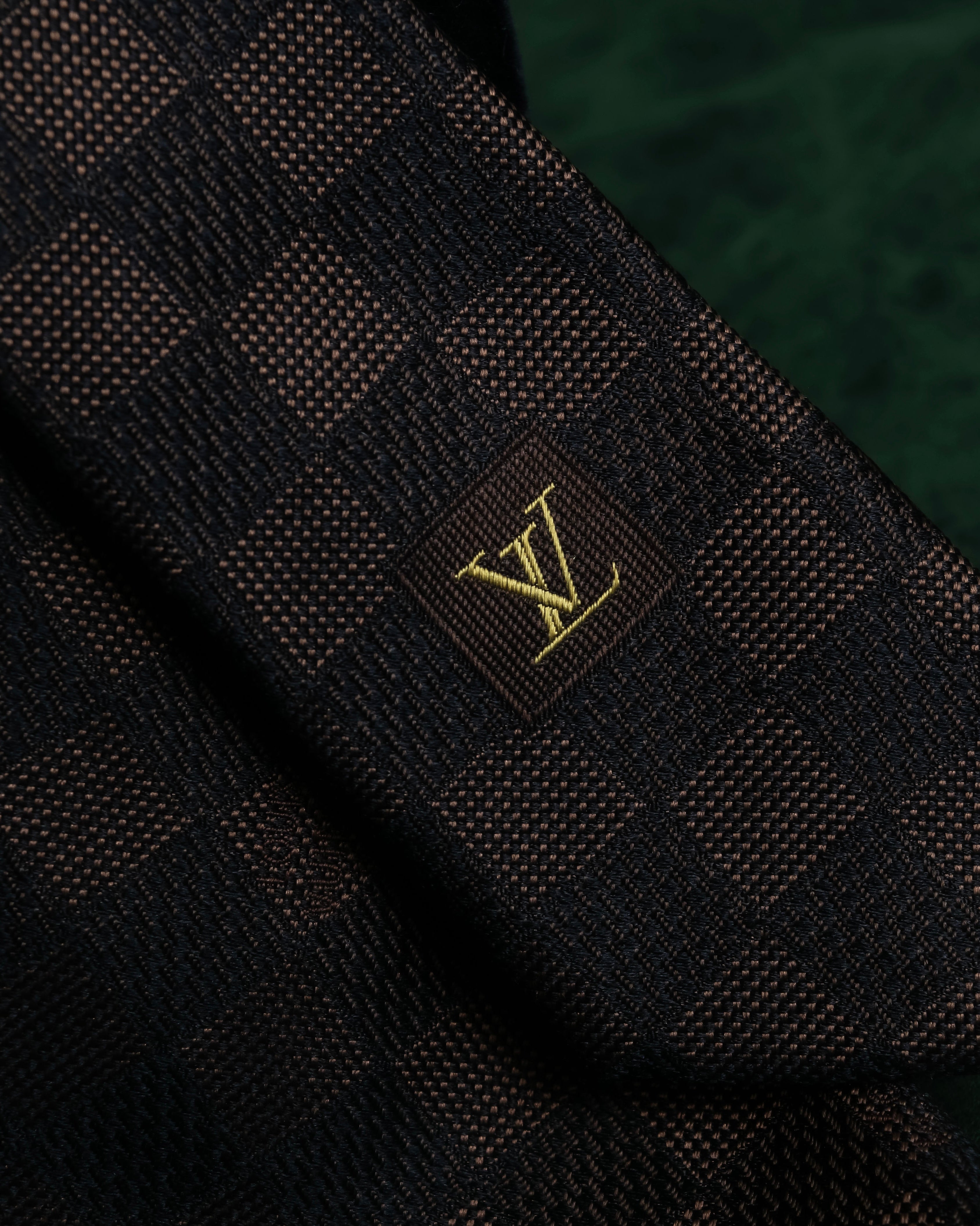 "LOUIS VUITTON" Damier check silk jacquard neck tie