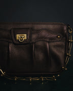 "Salvatore Ferragamo" 2000’s gathered metallic leather ball-link shoulder bag