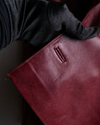 "LOEWE" Burgundy leather front button middle skirt