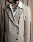 "CHANEL" Large lapel double breasted straight line coat