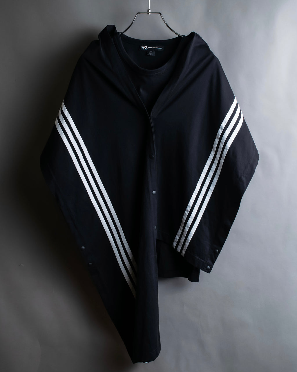 "Y-3" Asymmetrical three-stripes wrap dress