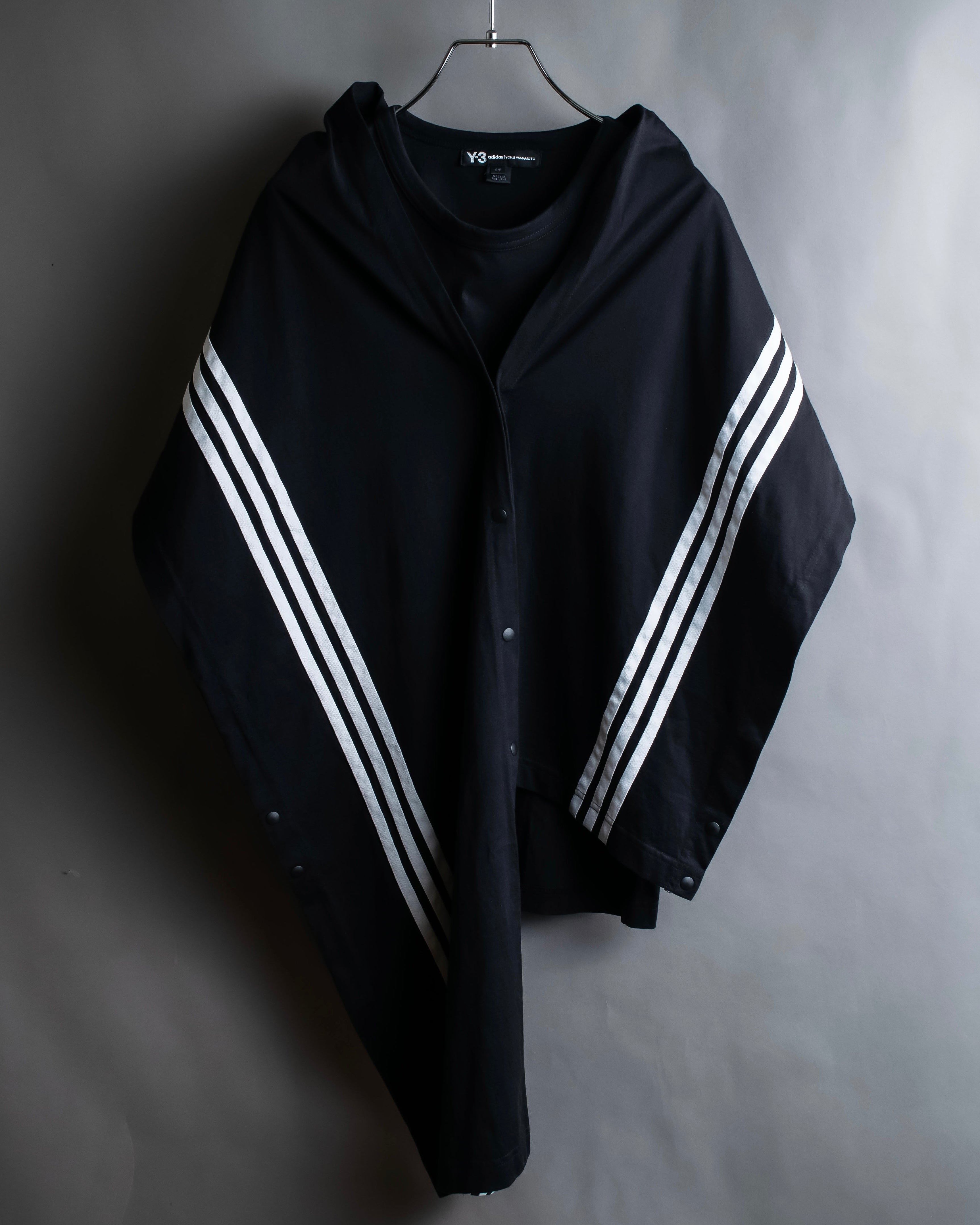 "Y-3" Asymmetrical three-stripes wrap dress