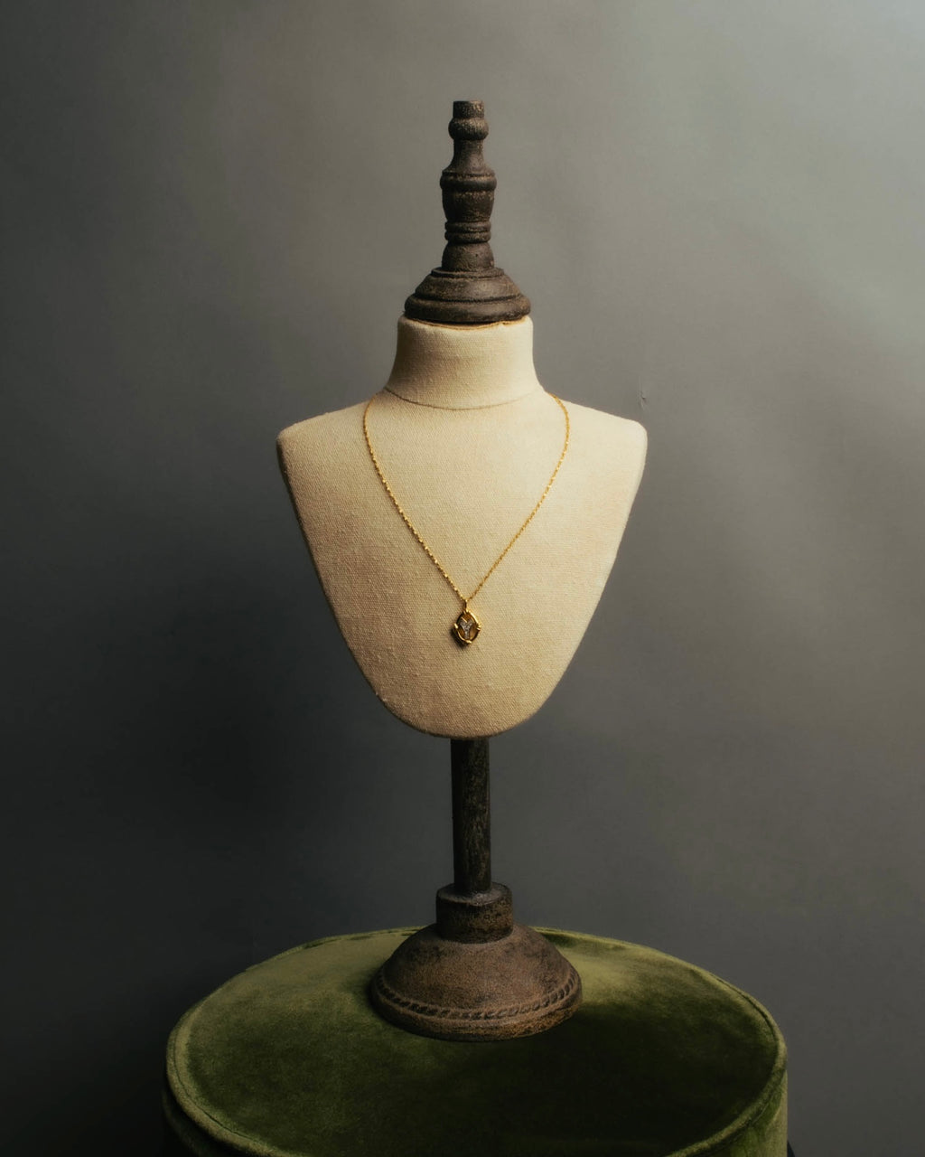 "Yves Saint Laurent" 80's-90's Gold tone rhinestone pendant necklace