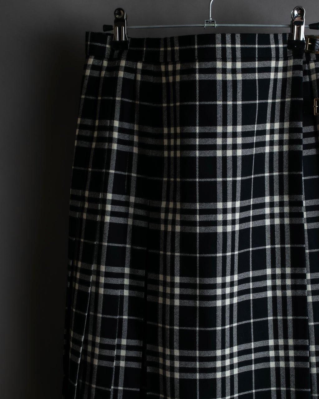 "BURBERRY" Tartan check pleated wrap skirt
