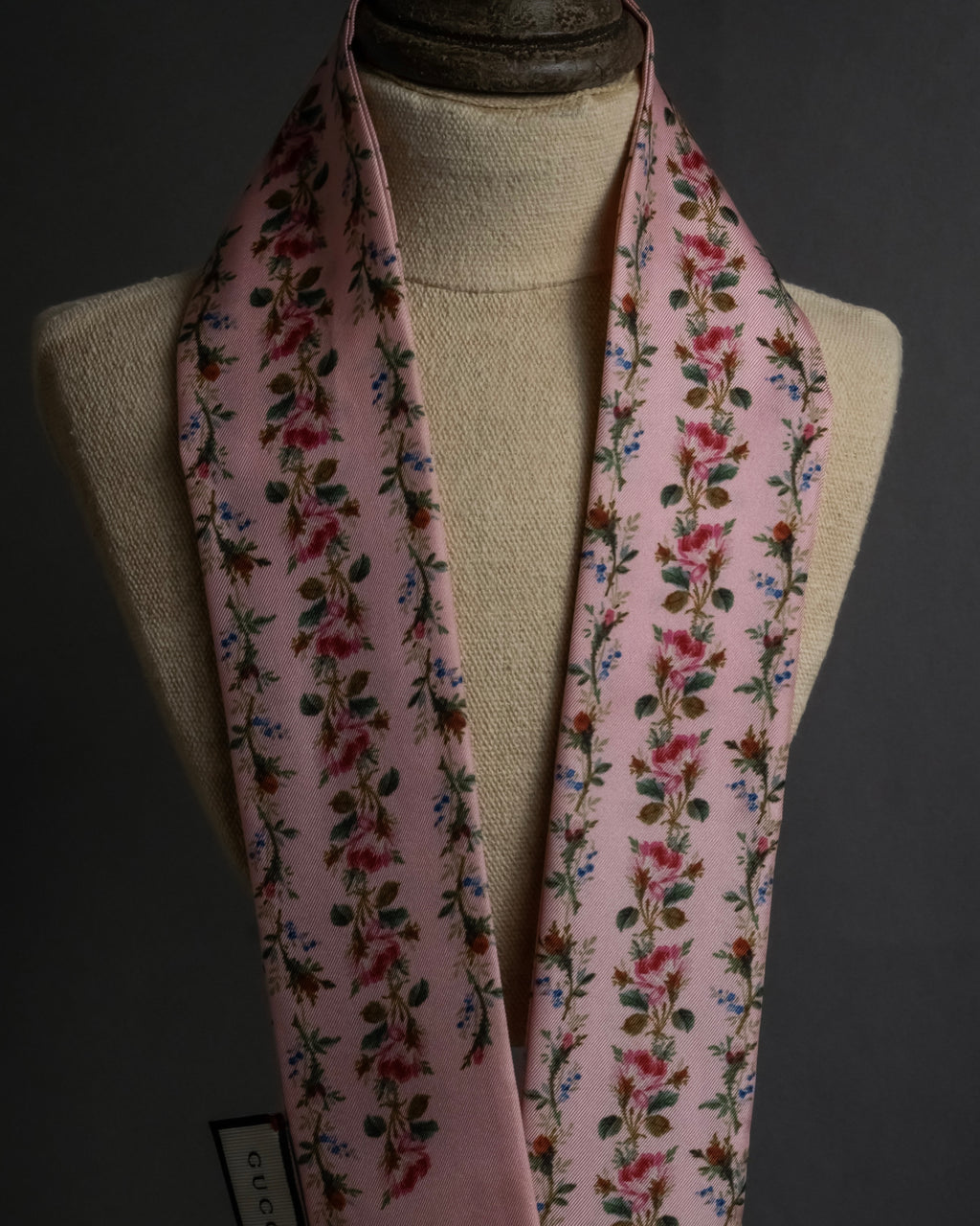 -SPECIAL- "GUCCI" Michele design floral print silk twilly scarf