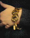 -SPECIAL- “Yves Saint Laurent” 80’s-90’s Hammered gold coin link bracelet