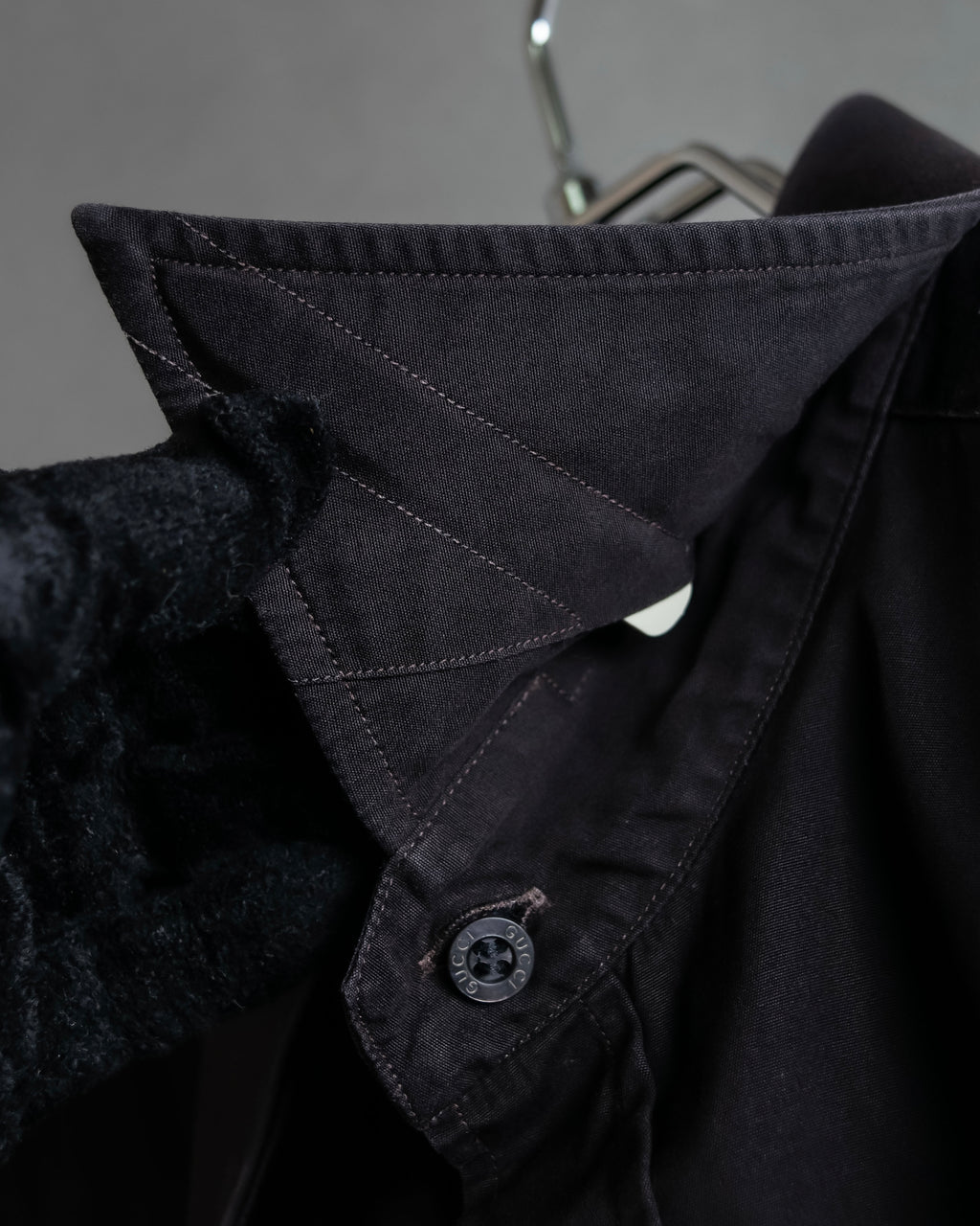 "GUCCI" Spread collar embroidered cotton shirt