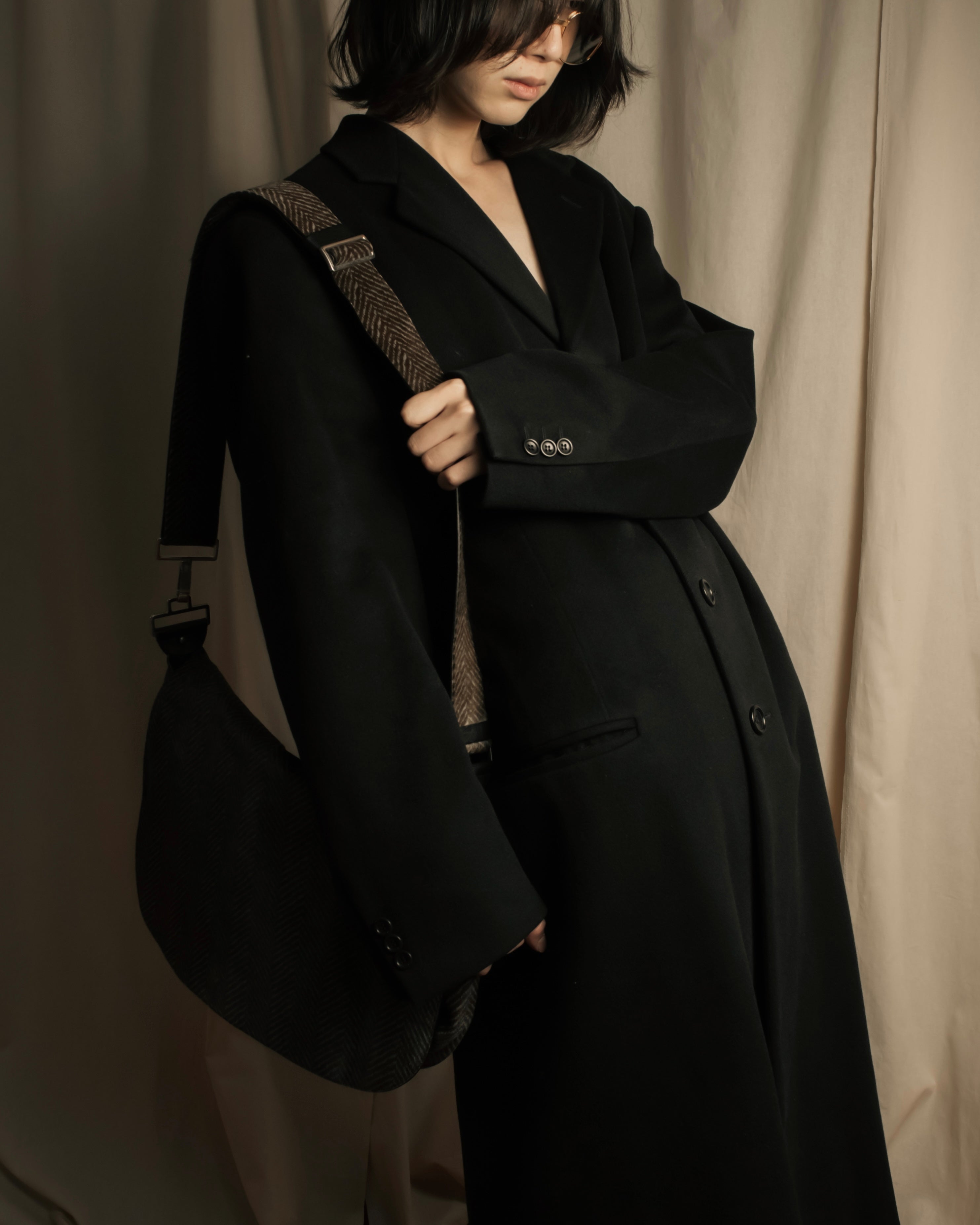 "JIL SANDER" Large flap design Harako leather shoulder bag