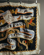 "Salvatore Ferragamo" 90's-00's Vintage arctic fauna and scrolling ribbon silk scarf