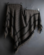 "GUCCI" GG monogram &amp; check pattern fringe large stole