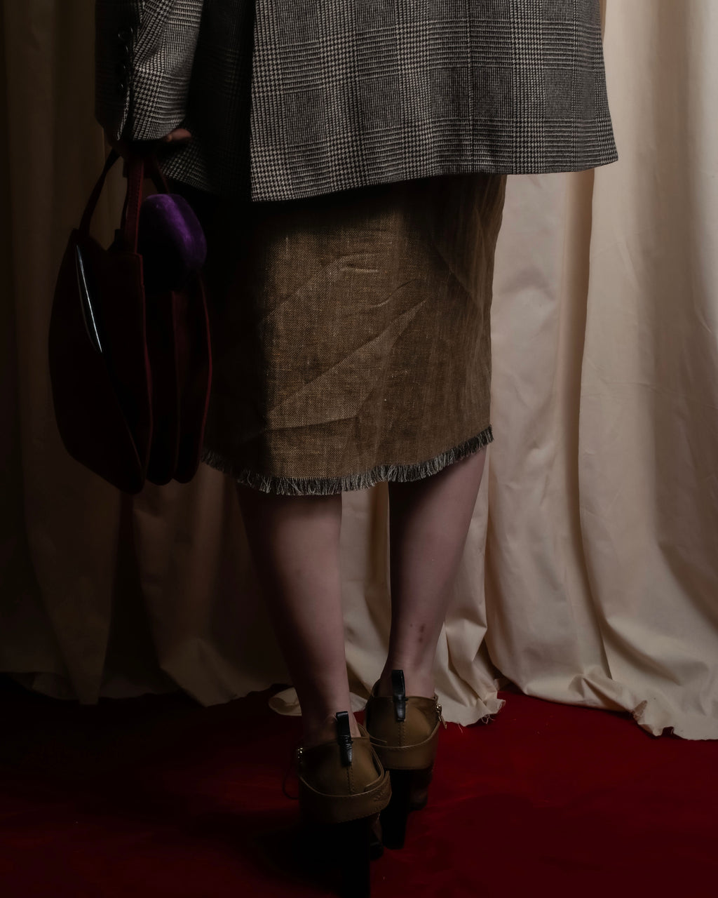 "HERMES" Gaultier period fringe design wrap skirt