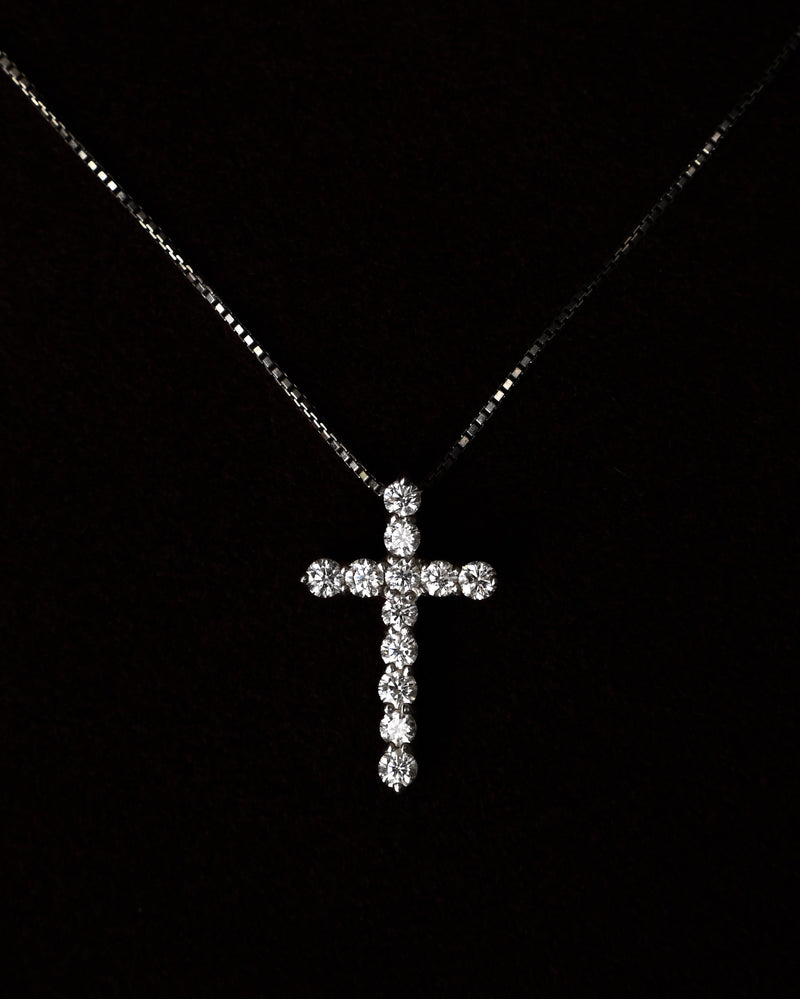 Pre-Loved/ Diamond(0.50ct) Cross Top Platinum Necklace