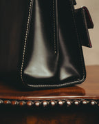 -SPECIAL- "Salvatore Ferragamo" 90's-00's Gancini contrast stitch leather handbag
