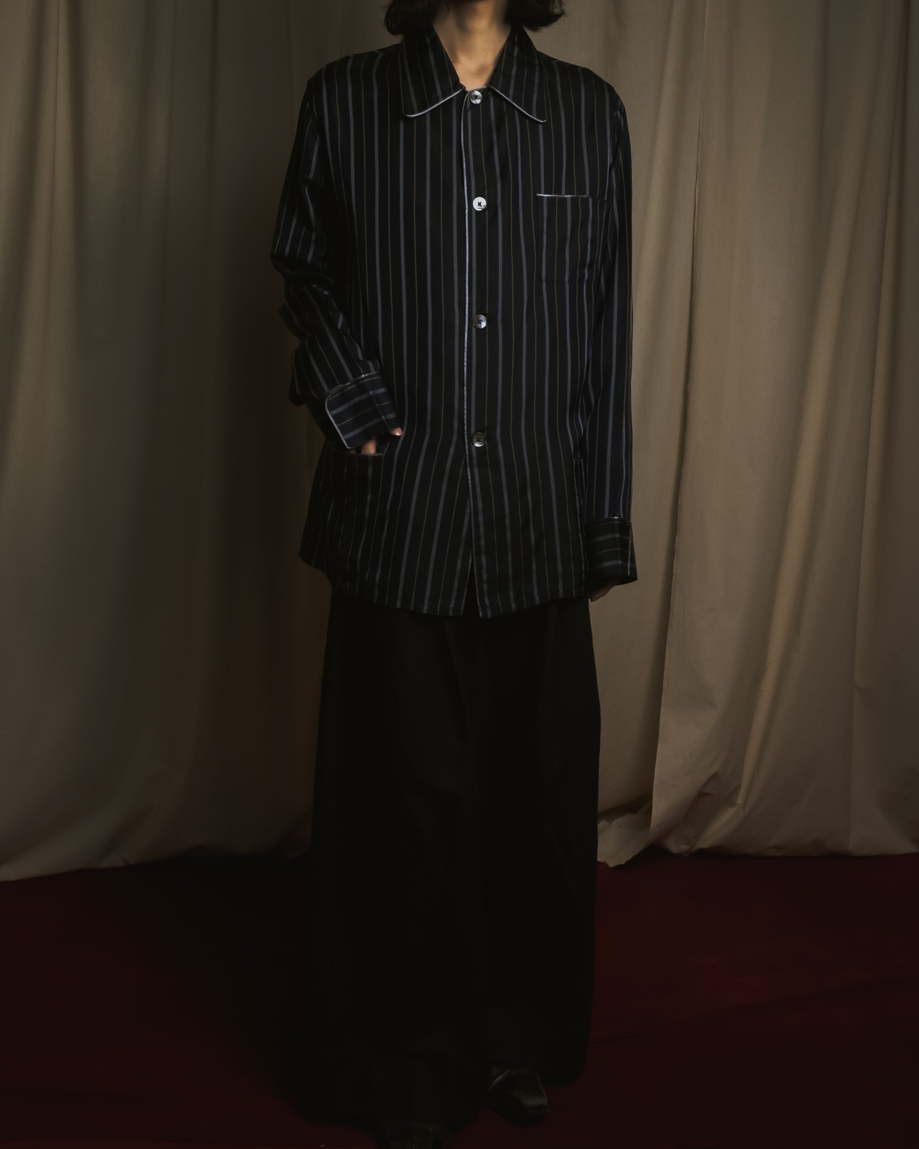 "Maison Margiela" 2021AW piped striped lounge shirt