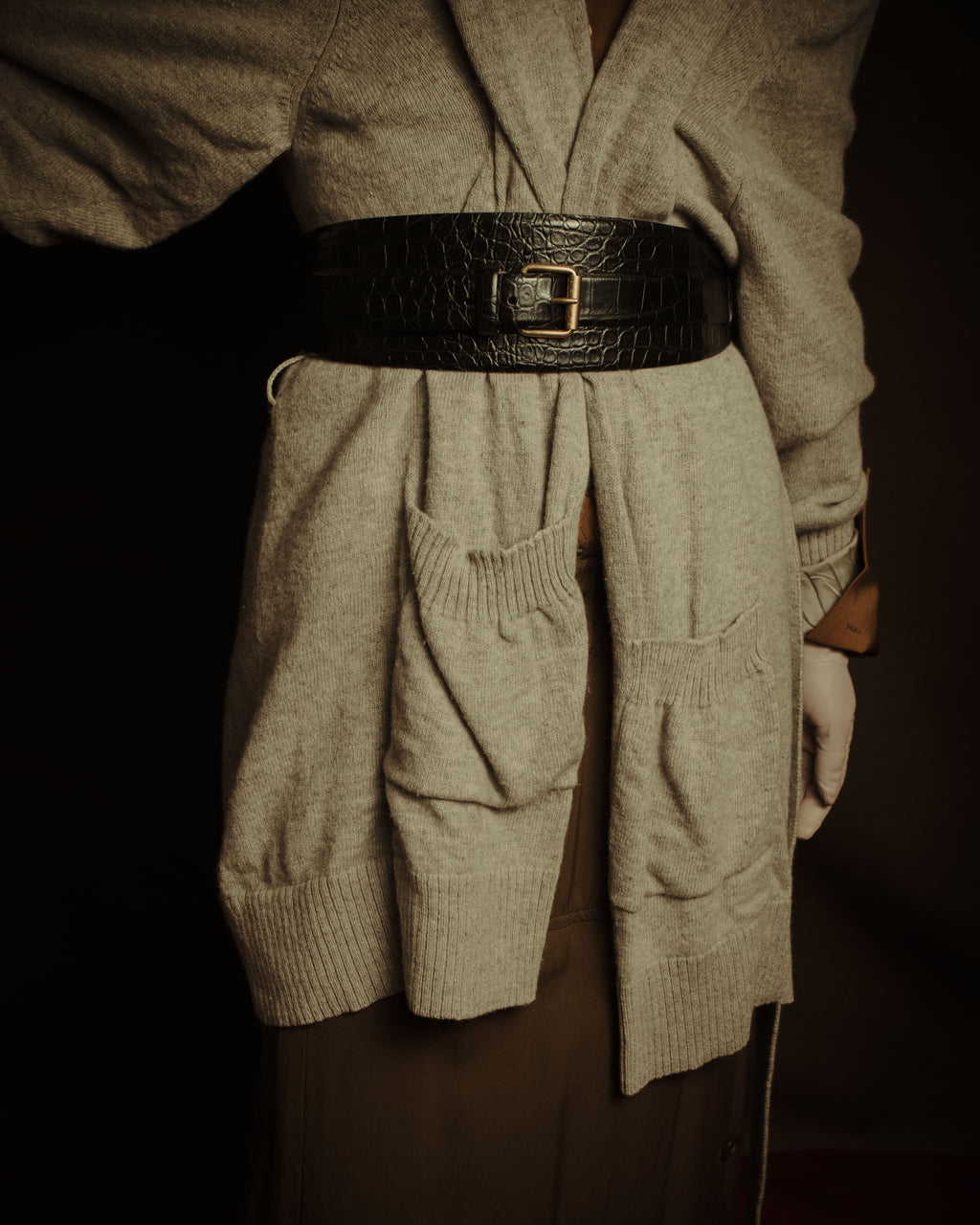 –SPECIAL– “CELINE” 18’s Croc embossed double wrap corset belt