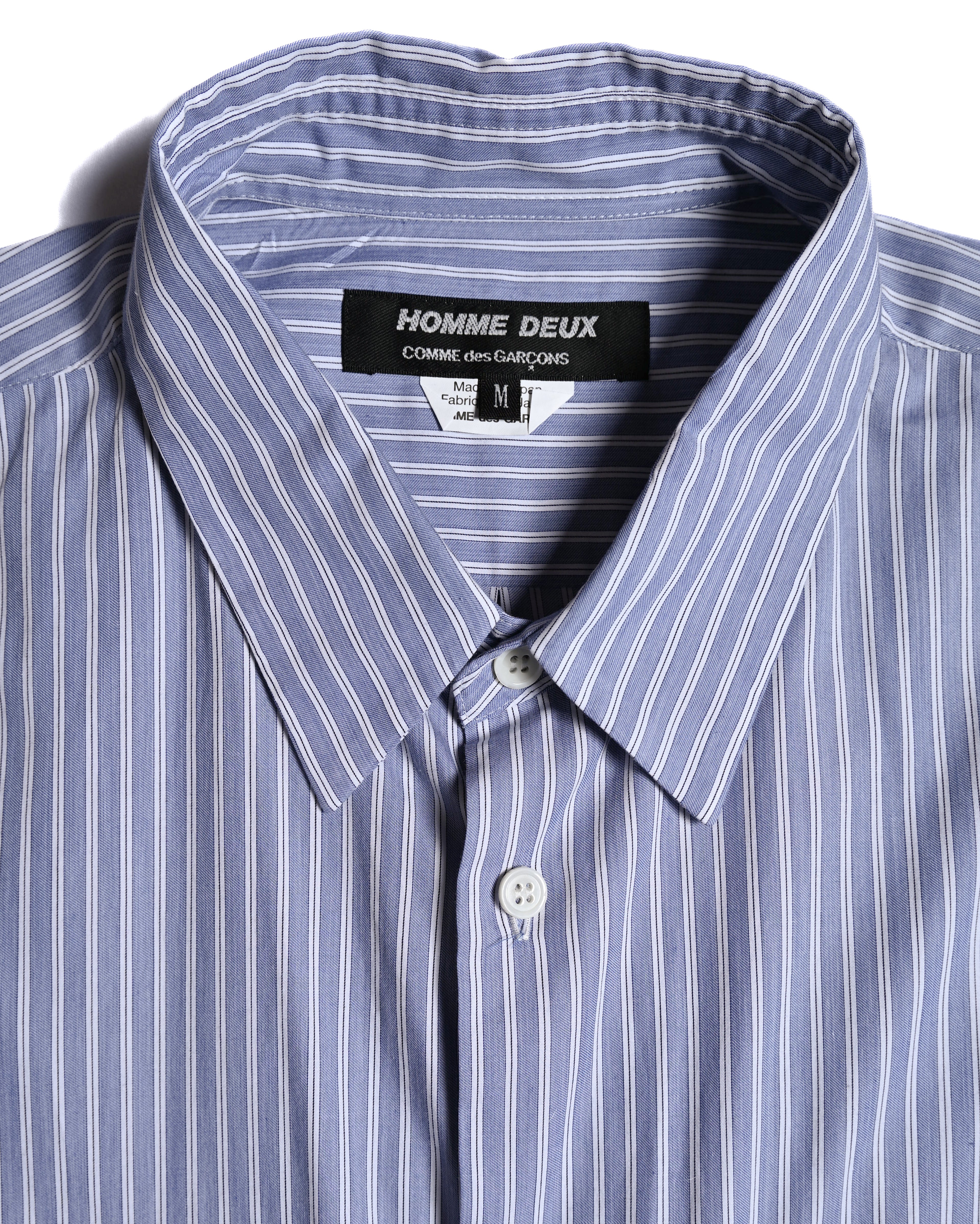 Comme des Garçons Homme Deux/ Cotton Stripe Patterned Long Shirt Blue