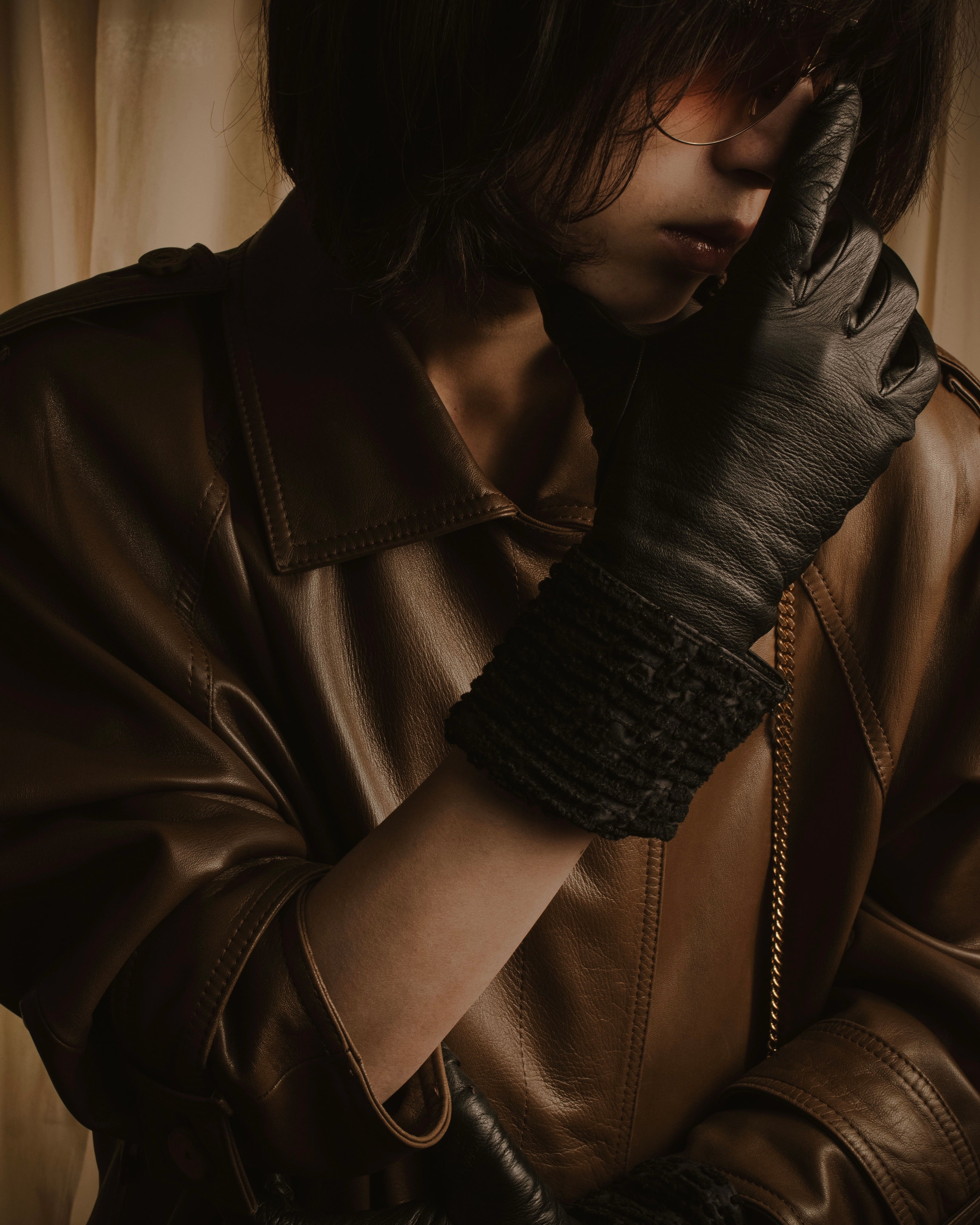 -SPECIAL- "HERMES" 90's Astrakhan combination leather gloves
