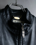 "BALMAIN" Braided detail lamb leather zip-up vest