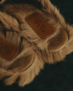 "GUCCI" 2010's Fur lined horsebit leather loafer mule