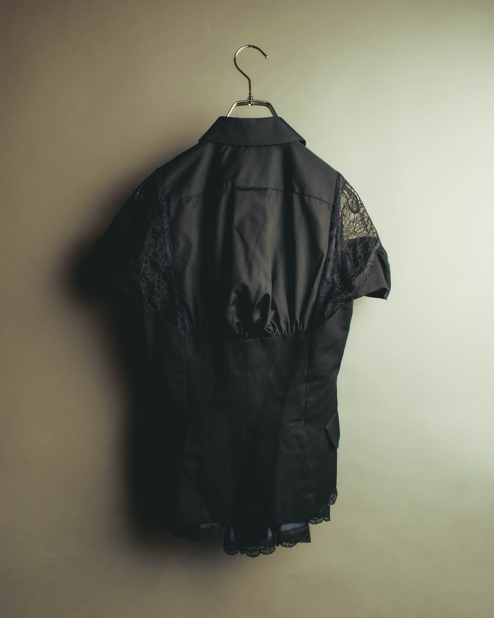 "sacai" 10's Layered lace-panel shirt blouse