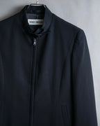 “ISSEY MIYAKE” Chin belt designed stand collar jacket