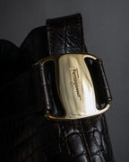 "Salvatore Ferragamo" 90’s crocodile embossed vara shoulder bag