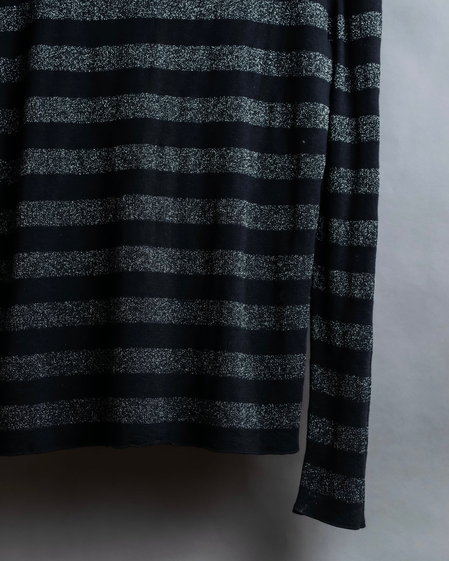 "Saint Laurent Paris" Glittery border pattern relaxed knit