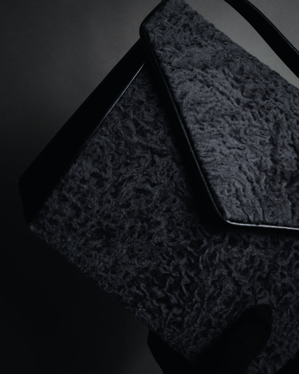 "Yves Saint Laurent" 80’s-90’s Astrakhan-flap envelope shoulder bag