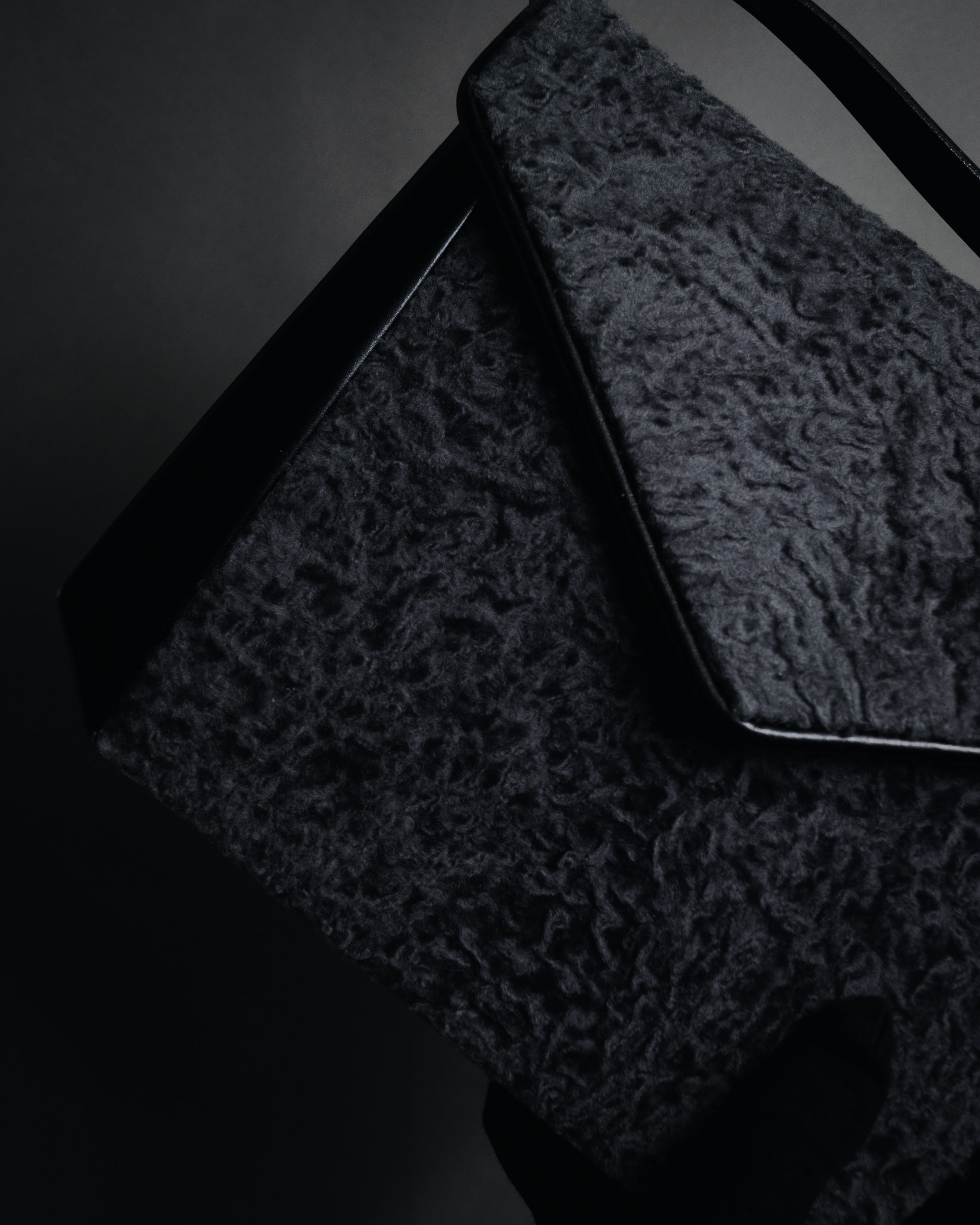 "Yves Saint Laurent" 80’s-90’s Astrakhan-flap envelope shoulder bag