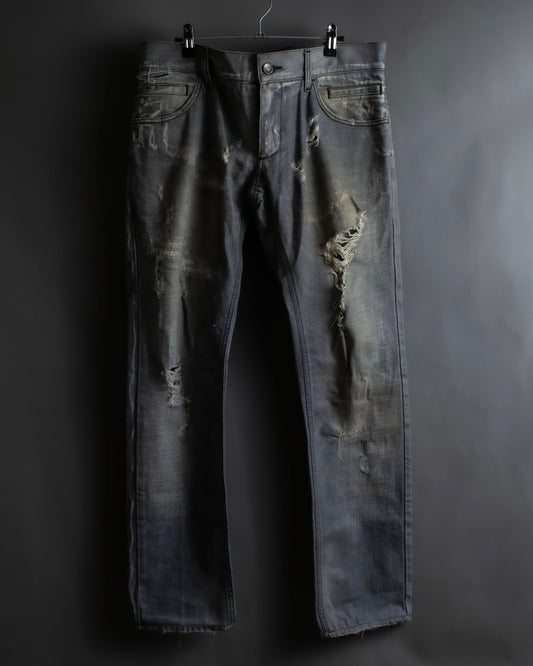 "Dolce & Gabbana"Faded design grey denim pants