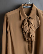 "AQUILAND RIMONDI" 100% silk bowtie design fly front shirt