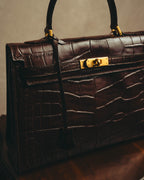 -SPECIAL- "CRISTIAN FLORENCE" 90's-00's Classic crocodile embossed leather structured top handle bag