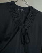 “GUCCI” 2001-2004 Tom Ford era gathered wool fringe knit top