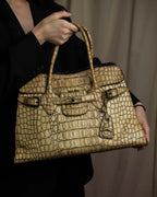 "MIU MIU" Belt strap design embossed leather hand bag