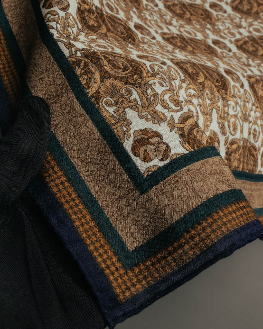 "Christian Dior" 80's-90's Baroque ornament print cotton scarf