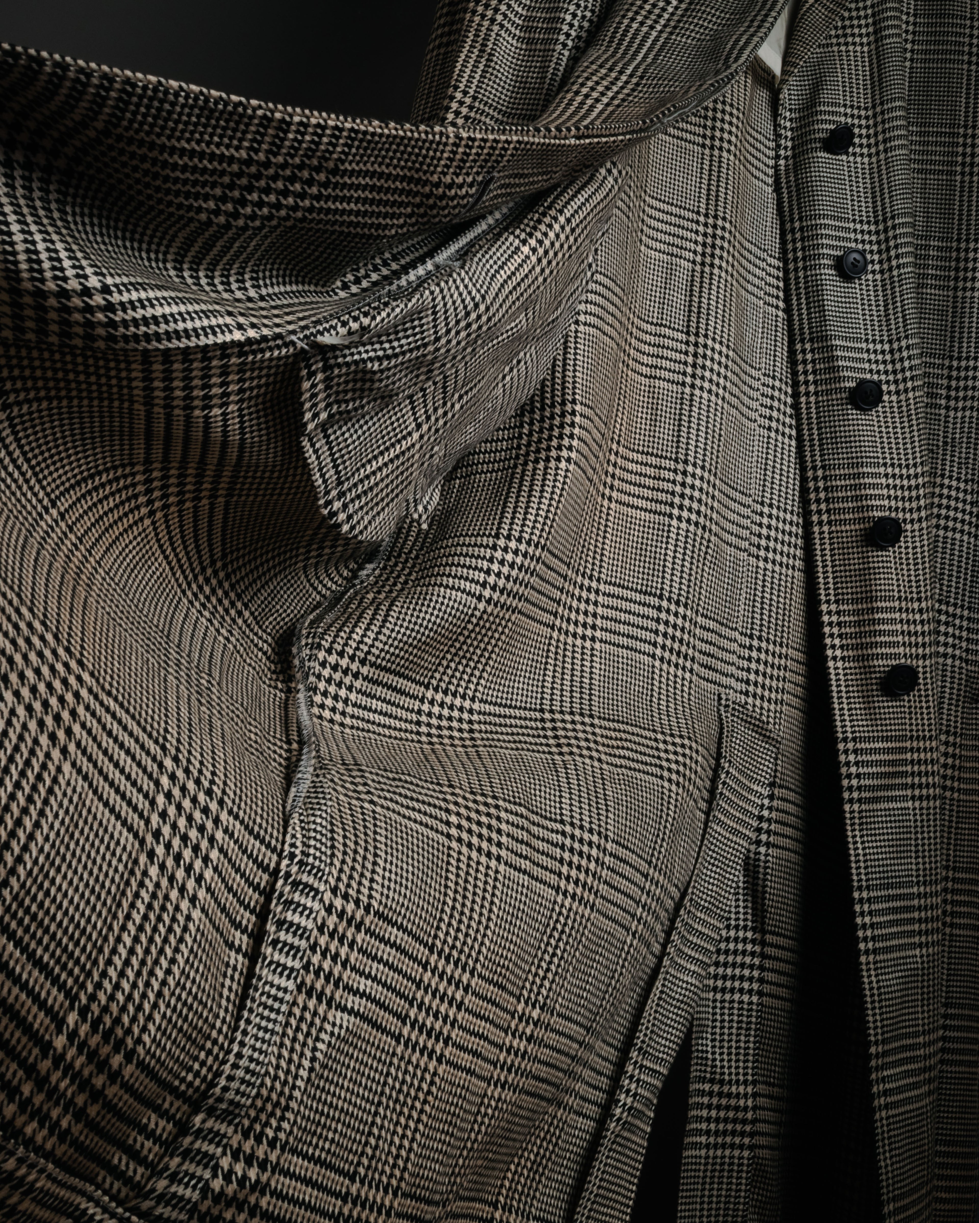 “Yves Saint Laurent” 1988-1995 Glen check linen spring long coat