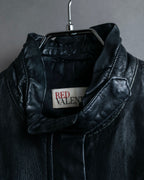 "RED VALENTINO" Gather design lamb leather jacket