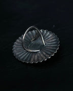 “Enasoluna” Flower motif marble stone silver ring